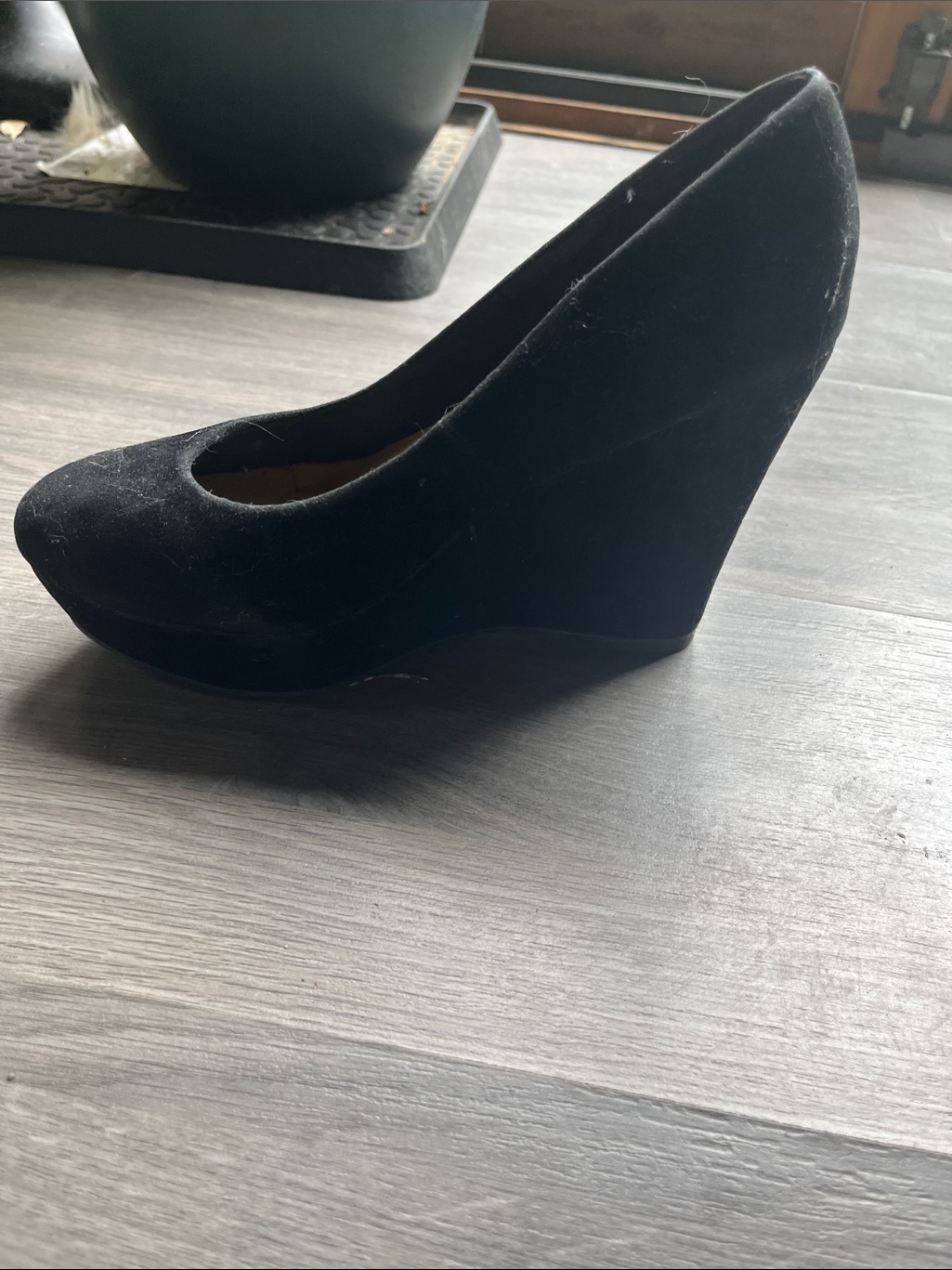 Black Suede Wedge Pumps - Women's Sleek Platform Heel
